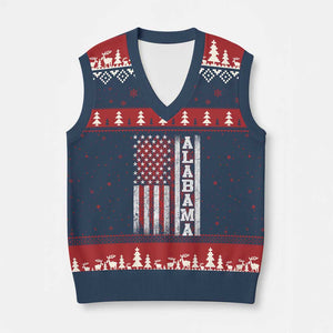 Alabama Fan V-Neck Knit Sweater Vest Classic Retro City USA Flag Patriotic American TS10 Navy Red Print Your Wear