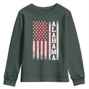 Alabama Fan Youth Sweatshirt Classic Retro City USA Flag Patriotic American TS10 Dark Forest Green Print Your Wear