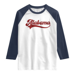 Alabama Fan Raglan Shirt Vintage City Athletic Sports Game Day TS10 White Navy Print Your Wear