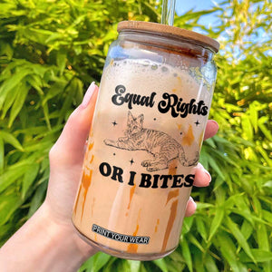 Feminist Cat Glass Can Equal Rights or I Bites Human Rights TS10 White Print Your Wear