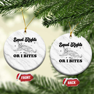 Feminist Cat Ceramic Ornament Equal Rights or I Bites Human Rights TS10 1pc White Marble Print Your Wear