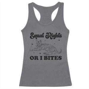 Feminist Cat Racerback Tank Top Equal Rights or I Bites Human Rights TS10 Charcoal Print Your Wear