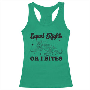 Feminist Cat Racerback Tank Top Equal Rights or I Bites Human Rights TS10 Irish Green Print Your Wear