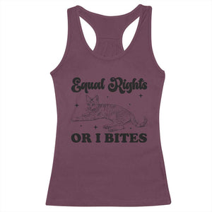 Feminist Cat Racerback Tank Top Equal Rights or I Bites Human Rights TS10 Maroon Print Your Wear