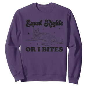 Feminist Cat Sweatshirt Equal Rights or I Bites Human Rights TS10 Purple Print Your Wear