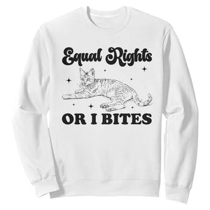 Feminist Cat Sweatshirt Equal Rights or I Bites Human Rights TS10 White Print Your Wear