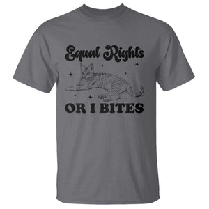 Feminist Cat T Shirt Equal Rights or I Bites Human Rights TS10 Charcoal Print Your Wear