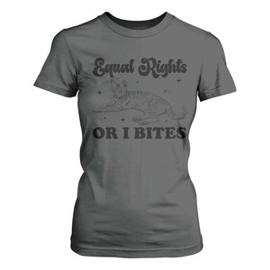 Feminist Cat T Shirt For Women Equal Rights or I Bites Human Rights TS10 Dark Heather Print Your Wear