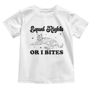 Feminist Cat Toddler T Shirt Equal Rights or I Bites Human Rights TS10 White Print Your Wear