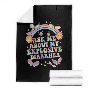 Ask Me About My Explosive Diarrhea Throw Blanket Funny Edgy Adult Humor TS10 Black Print Your Wear