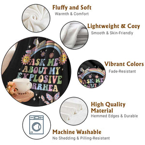 Ask Me About My Explosive Diarrhea Throw Blanket Funny Edgy Adult Humor TS10 Print Your Wear