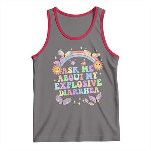 Ask Me About My Explosive Diarrhea Tank Top Funny Edgy Adult Humor TS10 Deep Heather Red Print Your Wear