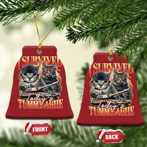 Tummy Ache Survivor Cat Meme Christmas Ornament Funny Saying Cats Bootleg TS10 Bell Flake Red Print Your Wear
