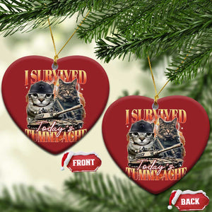 Tummy Ache Survivor Cat Meme Christmas Ornament Funny Saying Cats Bootleg TS10 Heart Red Print Your Wear