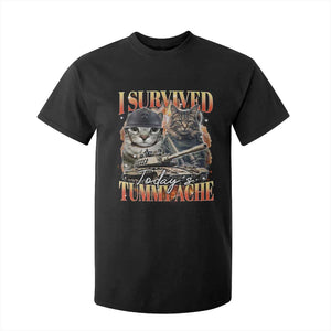 Tummy Ache Survivor Cat Meme T Shirt For Kid Funny Saying Cats Bootleg TS10 Black Print Your Wear