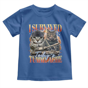 Tummy Ache Survivor Cat Meme Toddler T Shirt Funny Saying Cats Bootleg TS10 Royal Blue Print Your Wear