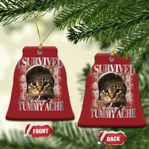 Tummy Ache Survivor Cat Meme Christmas Ornament Funny Saying Cats Cat Bootleg TS10 Bell Flake Red Print Your Wear