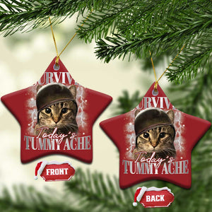 Tummy Ache Survivor Cat Meme Christmas Ornament Funny Saying Cats Cat Bootleg TS10 Star Red Print Your Wear