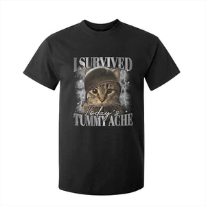 Tummy Ache Survivor Cat Meme T Shirt For Kid Funny Saying Cats Cat Bootleg TS10 Black Print Your Wear