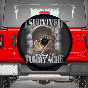 Tummy Ache Survivor Cat Meme Spare Tire Cover Funny Saying Cats Cat Bootleg TS10 Black Print Your Wear