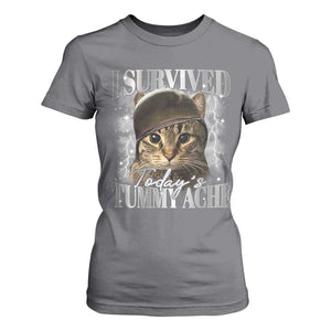 Tummy Ache Survivor Cat Meme T Shirt For Women Funny Saying Cats Cat Bootleg TS10 Charcoal Print Your Wear