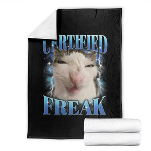 Certified Freak Funny Cat Meme Throw Blanket Internet Memes Gen Z TS10 Black Print Your Wear