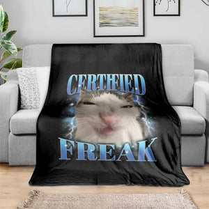 Certified Freak Funny Cat Meme Throw Blanket Internet Memes Gen Z TS10 Print Your Wear