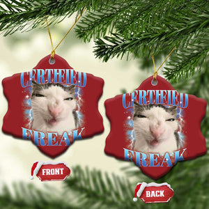 Certified Freak Funny Cat Meme Christmas Ornament Internet Memes Gen Z TS10 Snow Flake Red Print Your Wear