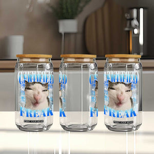 Certified Freak Funny Cat Meme Glass Can Internet Memes Gen Z TS10 Print Your Wear