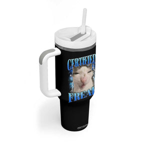 Certified Freak Funny Cat Meme Tumbler With Handle Internet Memes Gen Z TS10 Print Your Wear