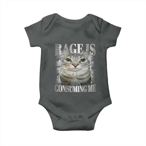 Rage Is Consuming Me Baby Onesie Funny Silly Cat Memes TS10 Dark Heather Print Your Wear