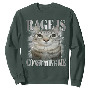Rage Is Consuming Me Sweatshirt Funny Silly Cat Memes TS10 Dark Forest Green Print Your Wear