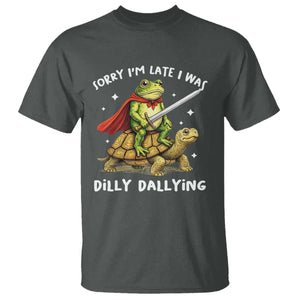 Silly Goose T Shirt Sorry Im Late I Was Dilly Dallying TS10 Dark Heather Print Your Wear