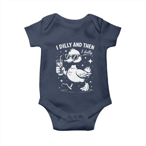 I Dilly And Then I Dally Baby Onesie Retro Duck Funny Animal Meme TS10 Navy Print Your Wear