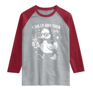 I Dilly And Then I Dally Raglan Shirt Retro Duck Funny Animal Meme TS10 Heather Gray Heather Red Print Your Wear