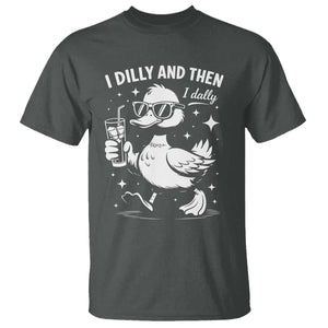 I Dilly And Then I Dally T Shirt Retro Duck Funny Animal Meme TS10 Dark Heather Print Your Wear