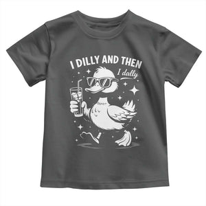 I Dilly And Then I Dally Toddler T Shirt Retro Duck Funny Animal Meme TS10 Dark Heather Print Your Wear