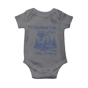 Raccoon Dilly Dallying Baby Onesie Funny Sorry Im Late Silly Animal TS10 Charcoal Print Your Wear