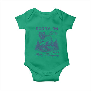 Raccoon Dilly Dallying Baby Onesie Funny Sorry Im Late Silly Animal TS10 Irish Green Print Your Wear