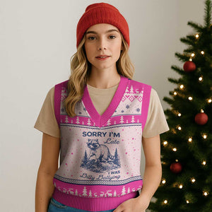 Raccoon Dilly Dallying V-Neck Knit Sweater Vest Funny Sorry Im Late Silly Animal TS10 Hot Pink Print Your Wear