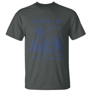 Raccoon Dilly Dallying T Shirt Funny Sorry Im Late Silly Animal TS10 Dark Heather Print Your Wear