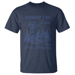Raccoon Dilly Dallying T Shirt Funny Sorry Im Late Silly Animal TS10 Navy Print Your Wear