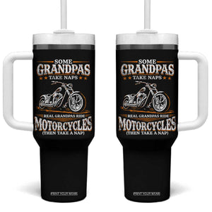 Biker Grandpa Tumbler With Handle Some Grandpas Take Naps Real Grandpas Ride Motorcycles TS10 One Size: 40 oz Black Print Your Wear