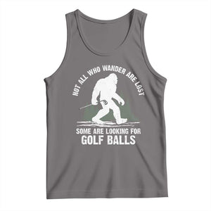 Not All Who Wander Are Lost Bigfoot Looking For Golf Balls Tank Top Vintage Golfs Lover Sasquatch Golfing TS10 Deep Heather Print Your Wear