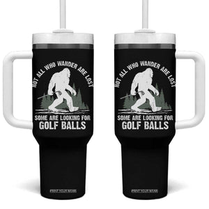 Not All Who Wander Are Lost Bigfoot Looking For Golf Balls Tumbler With Handle Vintage Golfs Lover Sasquatch Golfing TS10 One Size: 40 oz Black Print Your Wear