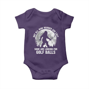 Not All Who Wander Are Lost Bigfoot Looking For Golf Balls Baby Onesie Vintage Golfs Lover Sasquatch Golfing Full Moon TS10 Purple Print Your Wear