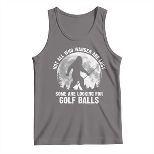 Not All Who Wander Are Lost Bigfoot Looking For Golf Balls Tank Top Vintage Golfs Lover Sasquatch Golfing Full Moon TS10 Deep Heather Print Your Wear