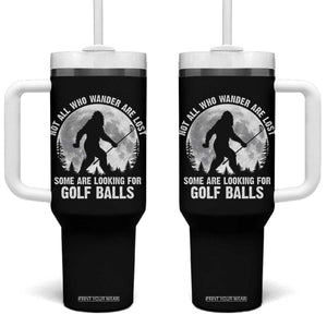 Not All Who Wander Are Lost Bigfoot Looking For Golf Balls Tumbler With Handle Vintage Golfs Lover Sasquatch Golfing Full Moon TS10 One Size: 40 oz Black Print Your Wear