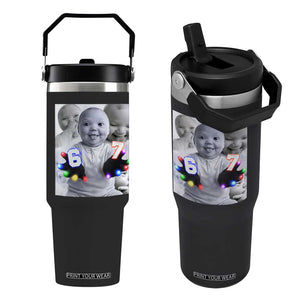 Gloving Niche 67 Ai Baby Meme Flip Straw Tumbler Six Seven Hand Funny Laughing Baby TS10 One Size: 30 oz Black Print Your Wear