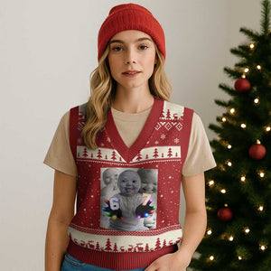 Gloving Niche 67 Ai Baby Meme V-Neck Knit Sweater Vest Six Seven Hand Funny Laughing Baby TS10 Red Beige Print Your Wear
